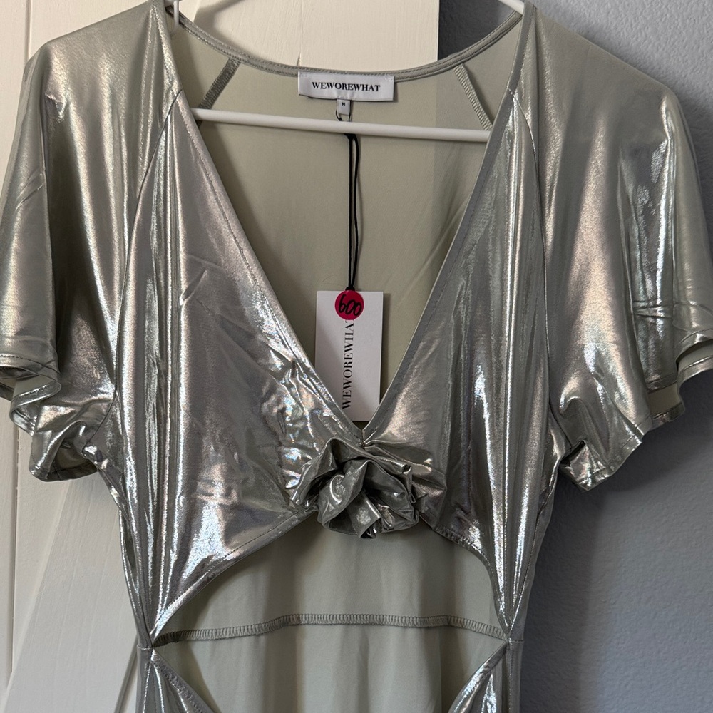 WeWoreWhat Shiny Silver Cut-Out Dress